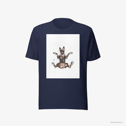 Dobermann Lying in the Snow Navy T-Shirt