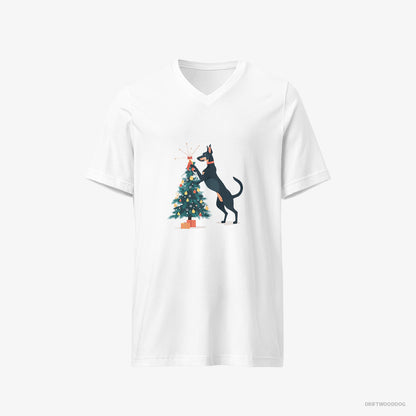 Dobermann Putting Ornaments on the Christmas Tree White T-Shirt