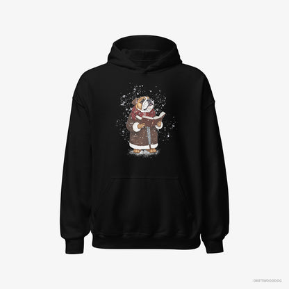 Bulldog Singing Festive Christmas Carols Black Hoodie