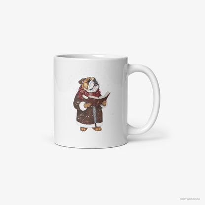 Bulldog Singing Festive Christmas Carols White Mug