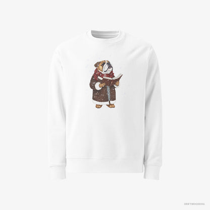 Bulldog Singing Festive Christmas Carols White Sweatshirt