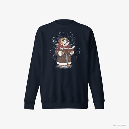 Bulldog Singing Festive Christmas Carols Navy Sweatshirt