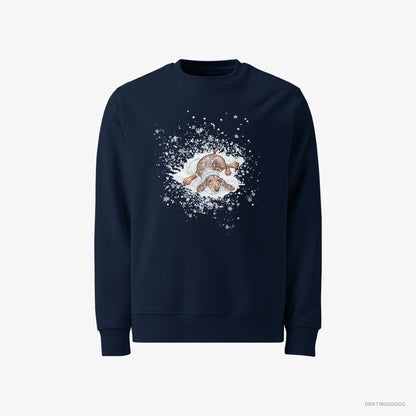 Dachshund Rolling Around in the Snow Navy Sweatshirt