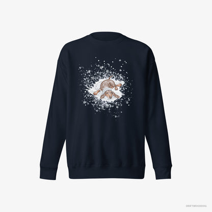 Dachshund Rolling Around in the Snow Navy Sweatshirt