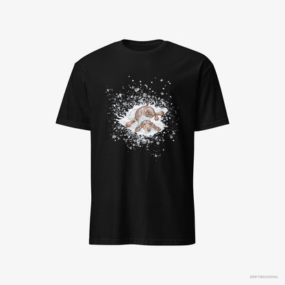 Dachshund Rolling Around in the Snow Black T-Shirt