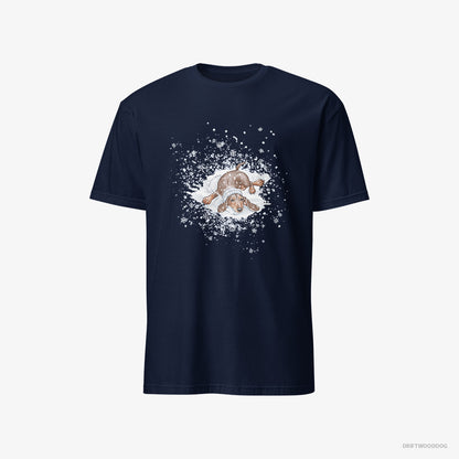 Dachshund Rolling Around in the Snow Navy T-Shirt