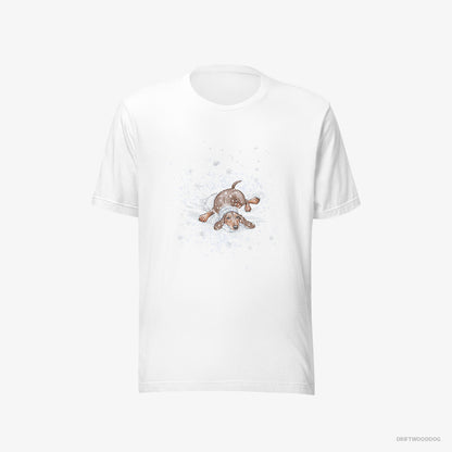 Dachshund Rolling Around in the Snow White T-Shirt