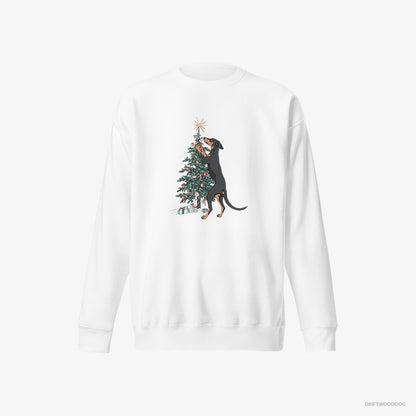 Dobermann Hanging Decorations on the Christmas Tree White Sweatshirt