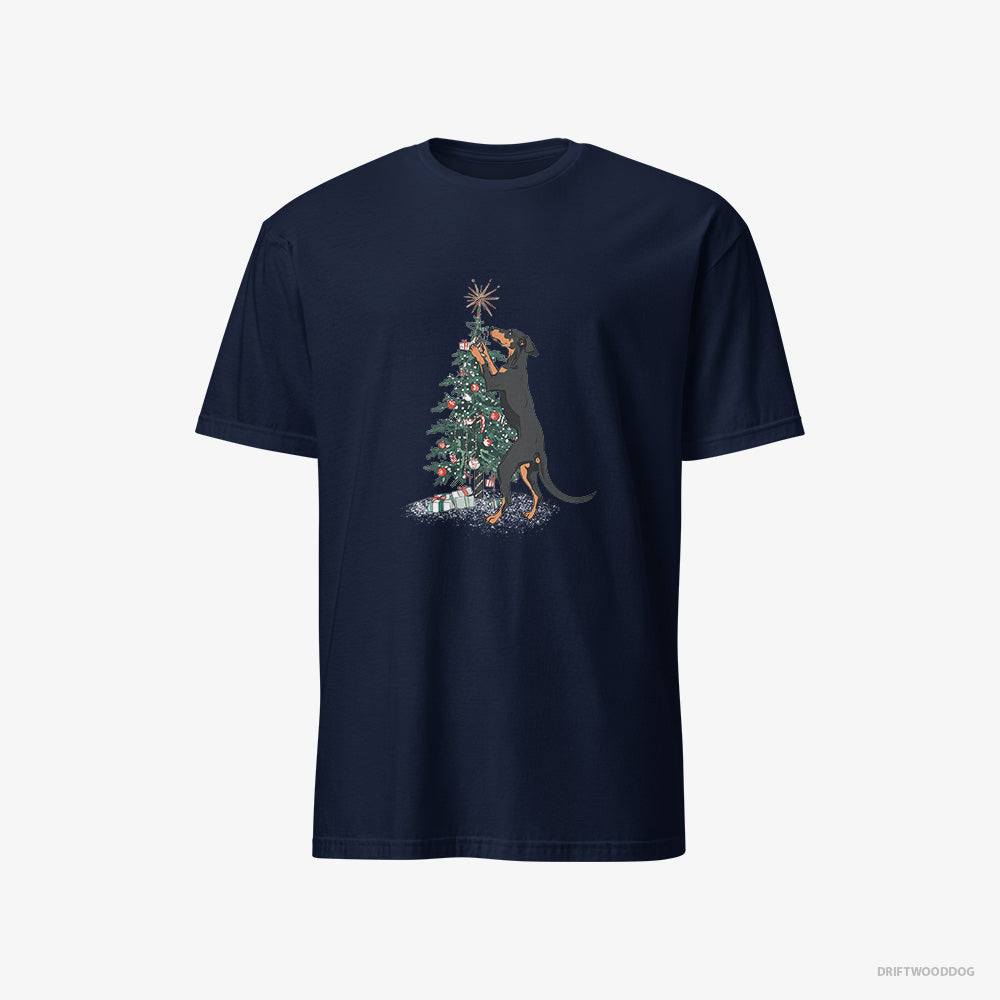 Dobermann Hanging Decorations on the Christmas Tree – Men's T-Shirt Navy – Classic