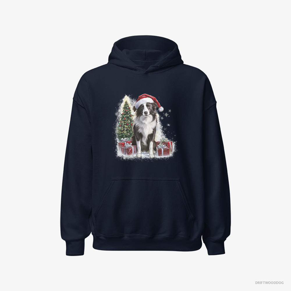 Border Collie Sitting Next to a Christmas Tree and Gifts Classic Hoodie