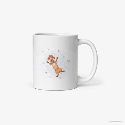 Dachshund Making Snow Angels White Mug