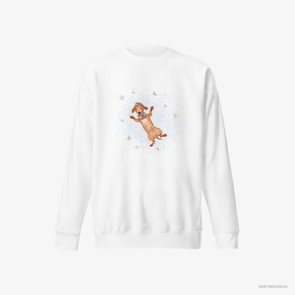 Dachshund Making Snow Angels White Sweatshirt