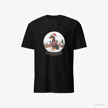 Dobermann Immersed in Christmas Magic Black T-Shirt