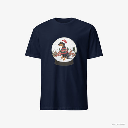 Dobermann T-Shirt – Men Navy T-Shirt Classic – Immersed in Christmas Magic (on White Background)