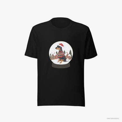 Dobermann T-Shirt – Men Black T-Shirt Eco-Friendly – Immersed in Christmas Magic (on White Background)