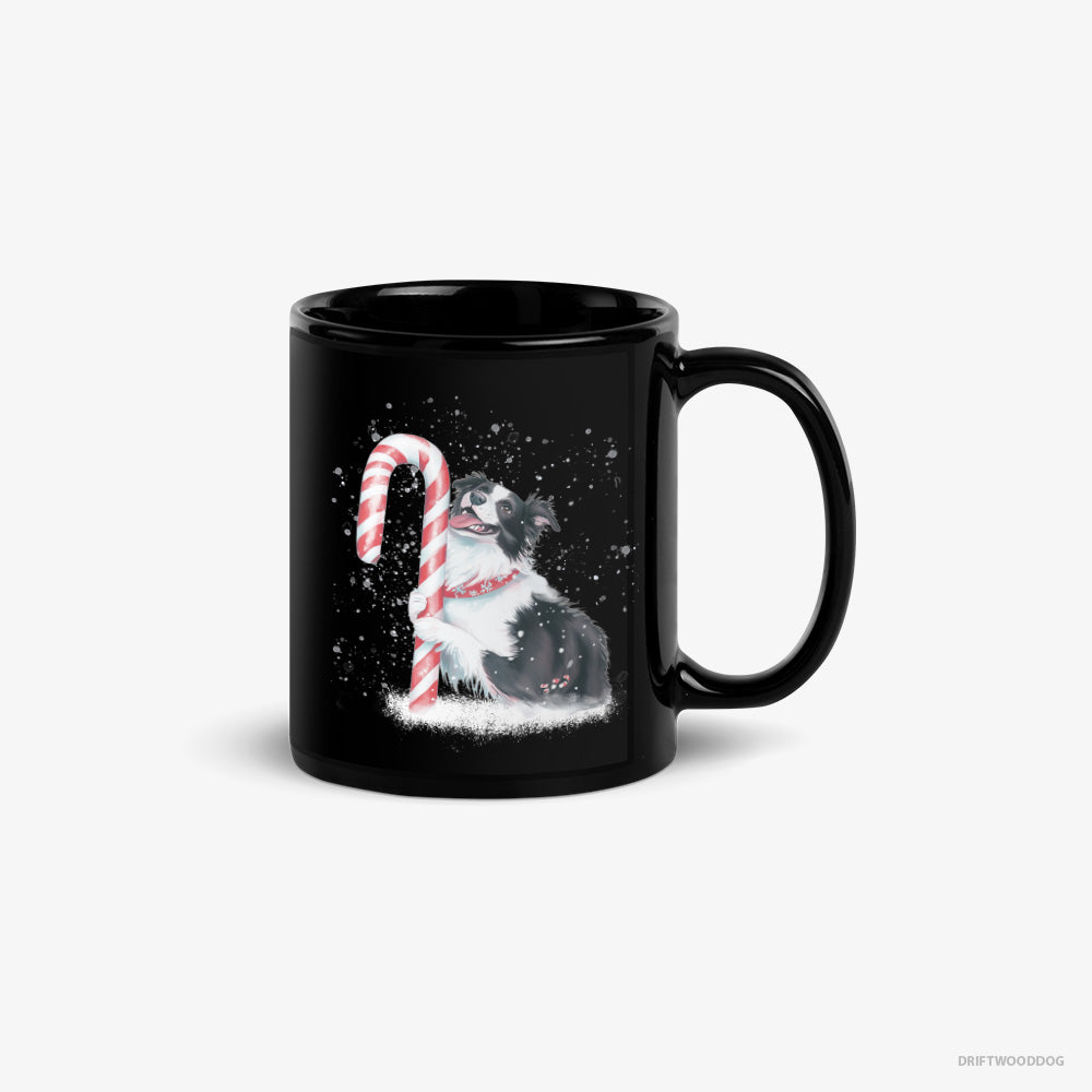 Border Collie by a Giant Christmas Lollipop – Mug Black – Classic