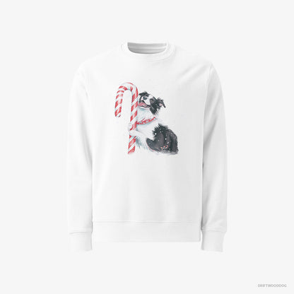 Border Collie by a Giant Christmas Lollipop White Sweatshirt