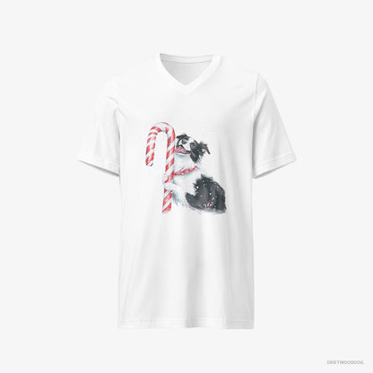 Border Collie by a Giant Christmas Lollipop White T-Shirt