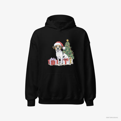 Jack Russell Terrier by the Christmas Tree Black Hoodie