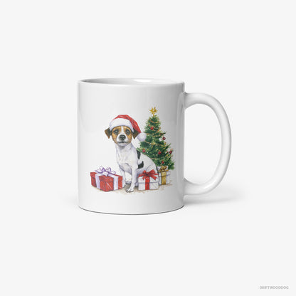 Jack Russell Terrier by the Christmas Tree White Mug