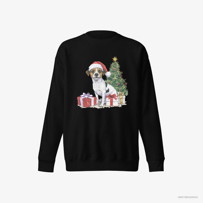 Jack Russell Terrier by the Christmas Tree Black Sweatshirt