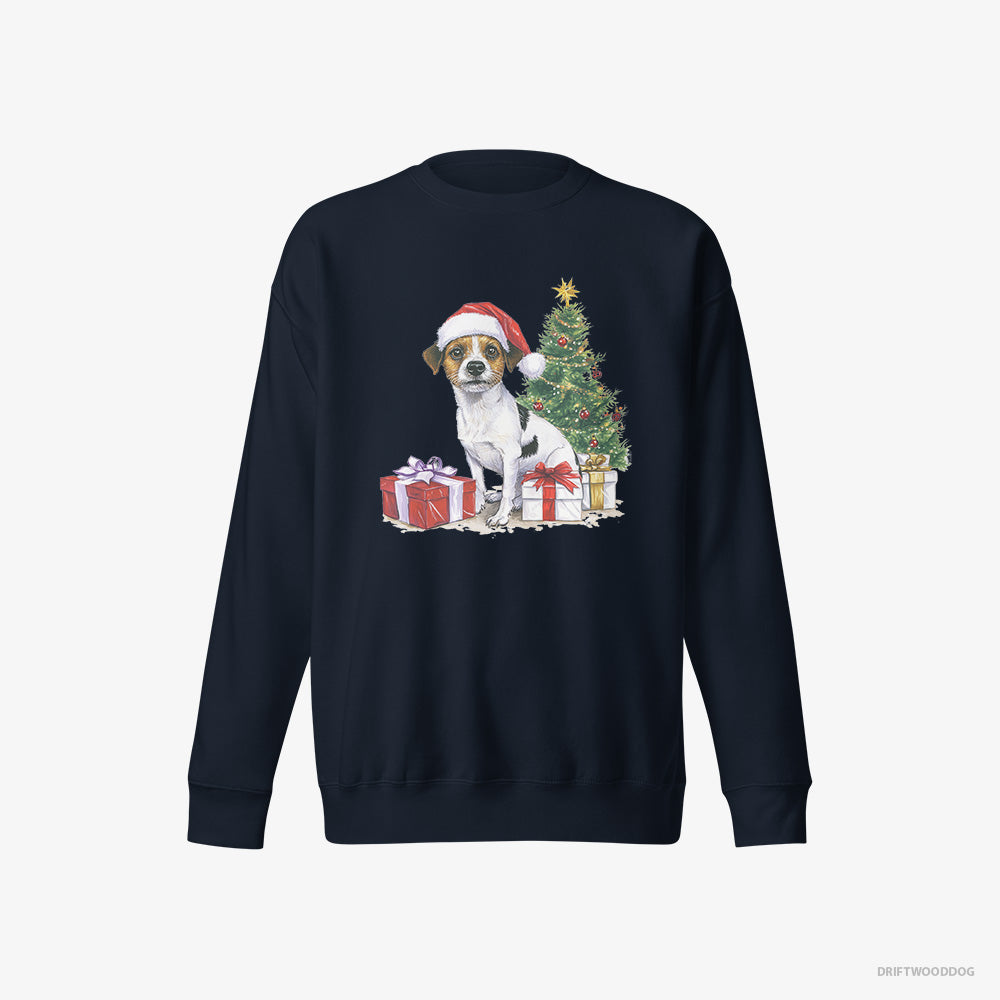 Jack Russell Terrier by the Christmas Tree – Women's Sweatshirt Navy Eco – Eco-Friendly