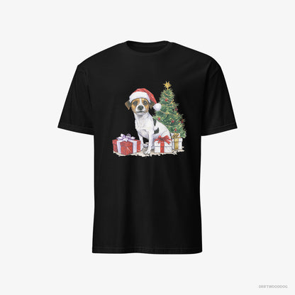 Jack Russell Terrier by the Christmas Tree Black T-Shirt