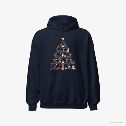 Dachshund Puppies Forming Christmas Tree Navy Hoodie