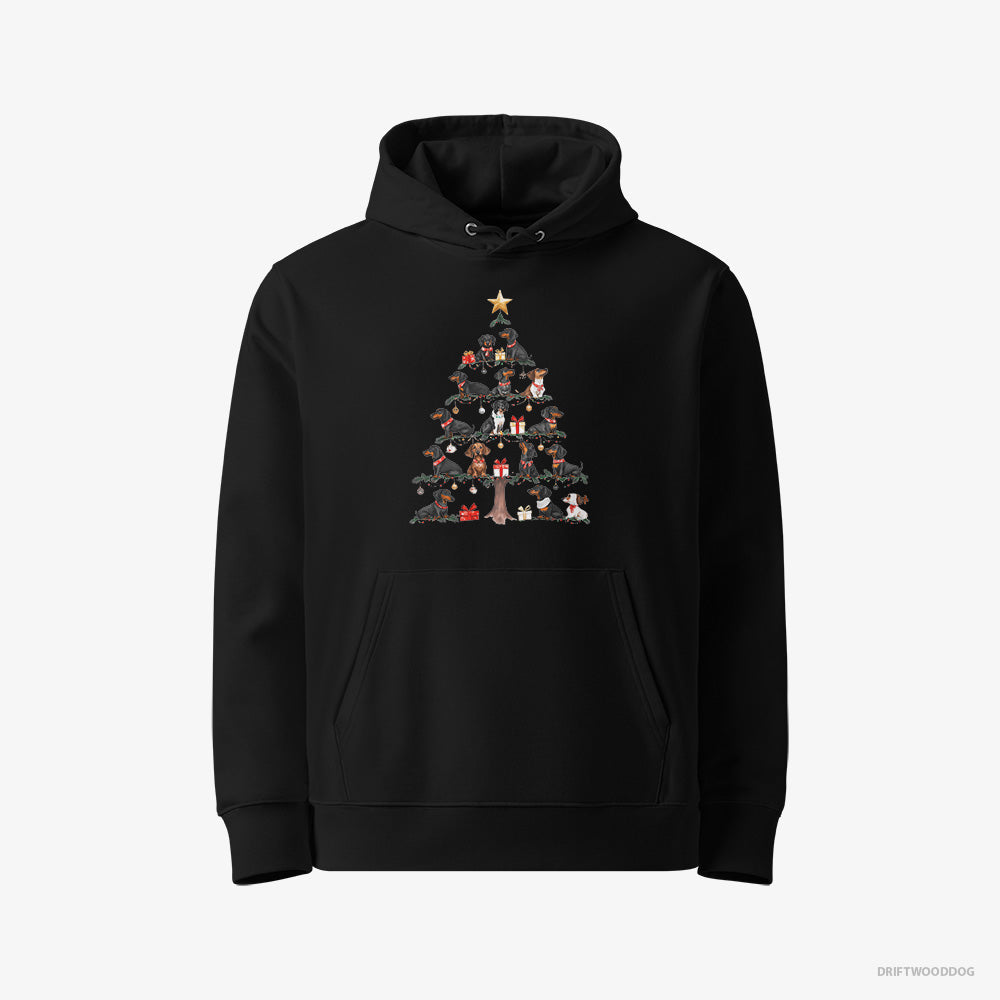 Dachshund Puppies Forming Christmas Tree – Men's Hoodie Black Eco – Eco-Friendly