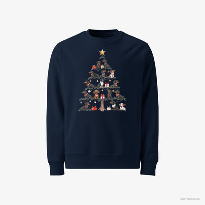 Dachshund Puppies Forming Christmas Tree Navy Sweatshirt