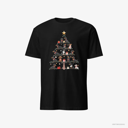 Dachshund Puppies Forming Christmas Tree Black T-Shirt