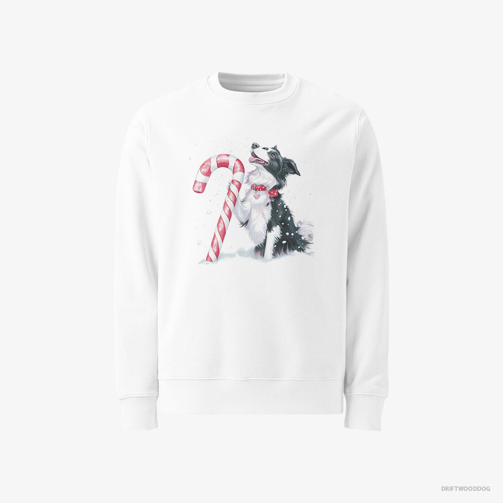 Border Collie with a Christmas Candy Cane Classic Sweatshirt