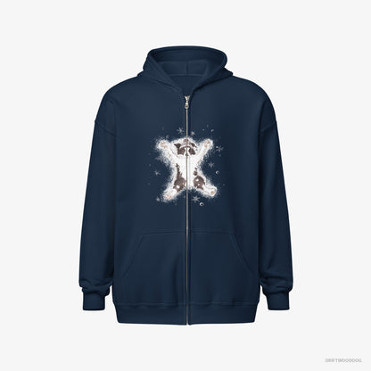 Border Collie Creating a Snow Angel Navy Hoodie