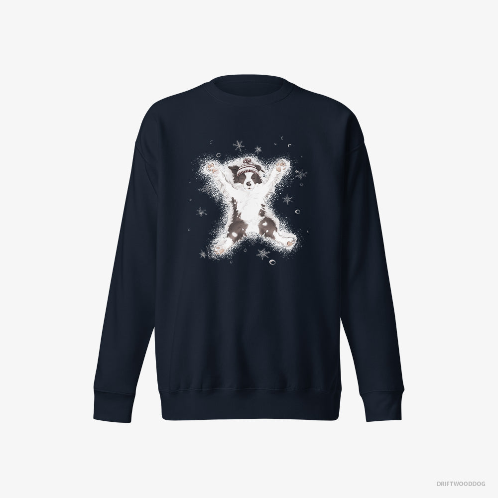 Border Collie Creating a Snow Angel – Men's Sweatshirt Navy Eco – Eco-Friendly