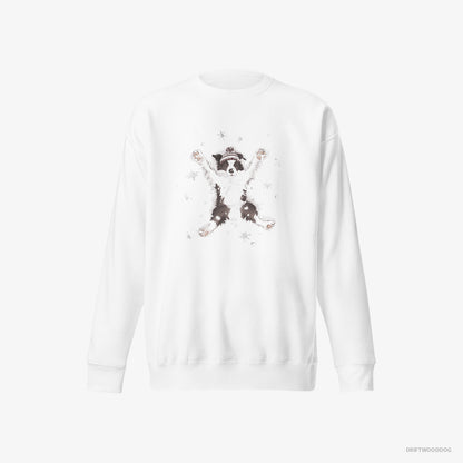 Border Collie Creating a Snow Angel White Sweatshirt