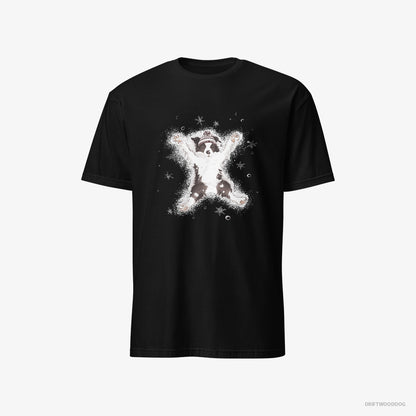 Border Collie Creating a Snow Angel Black T-Shirt