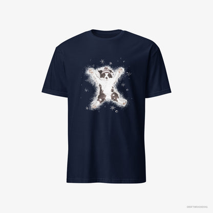 Border Collie T-Shirt – Men Navy T-Shirt Classic – Creating a Snow Angel (on White Background)