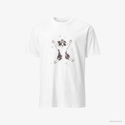 Border Collie Creating a Snow Angel White T-Shirt