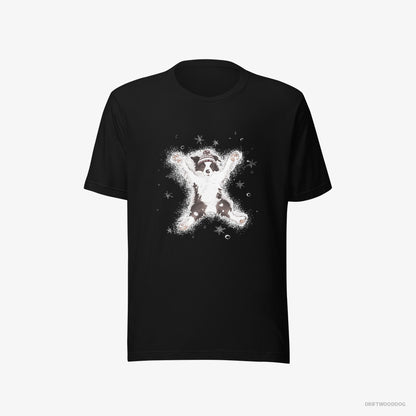 Border Collie Creating a Snow Angel Black T-Shirt