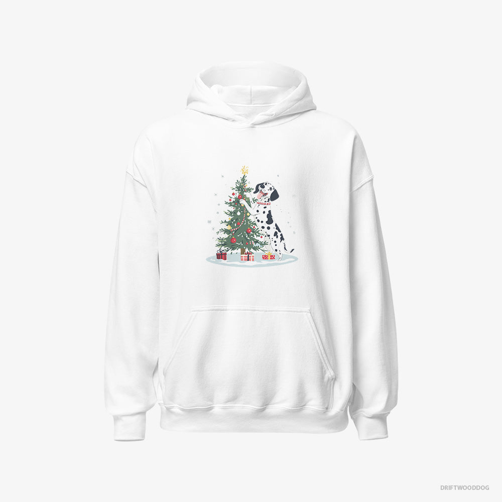 Dalmatian Hoodie – Men White Hoodie Classic – Styling the Christmas Tree (on White Background)