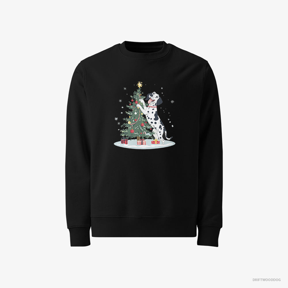 Dalmatian Sweatshirt – Men Black Sweatshirt Classic – Styling the Christmas Tree (on White Background)