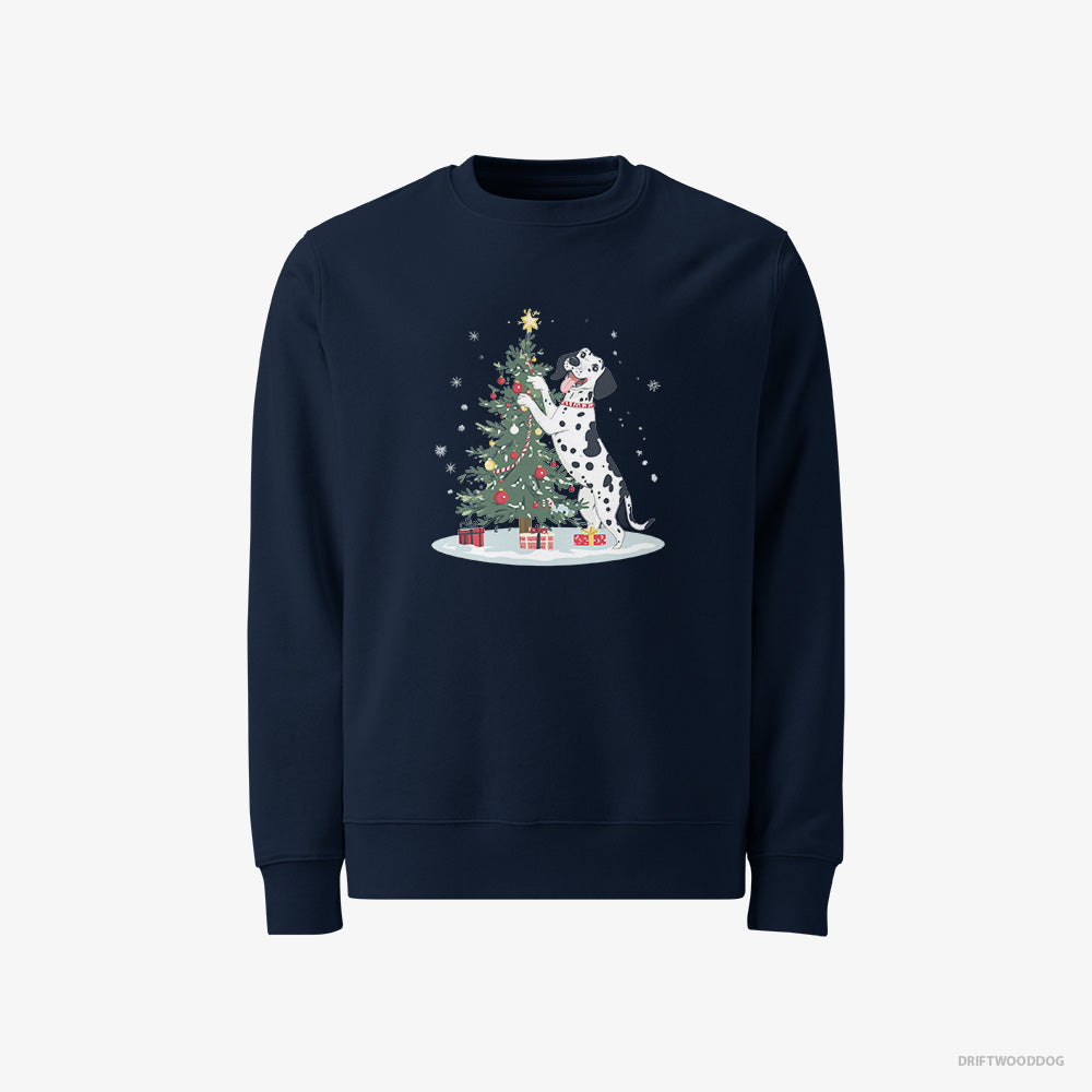 Dalmatian Sweatshirt – Men Navy Sweatshirt Classic – Styling the Christmas Tree (on White Background)