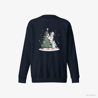 Dalmatian Styling the Christmas Tree Navy Sweatshirt