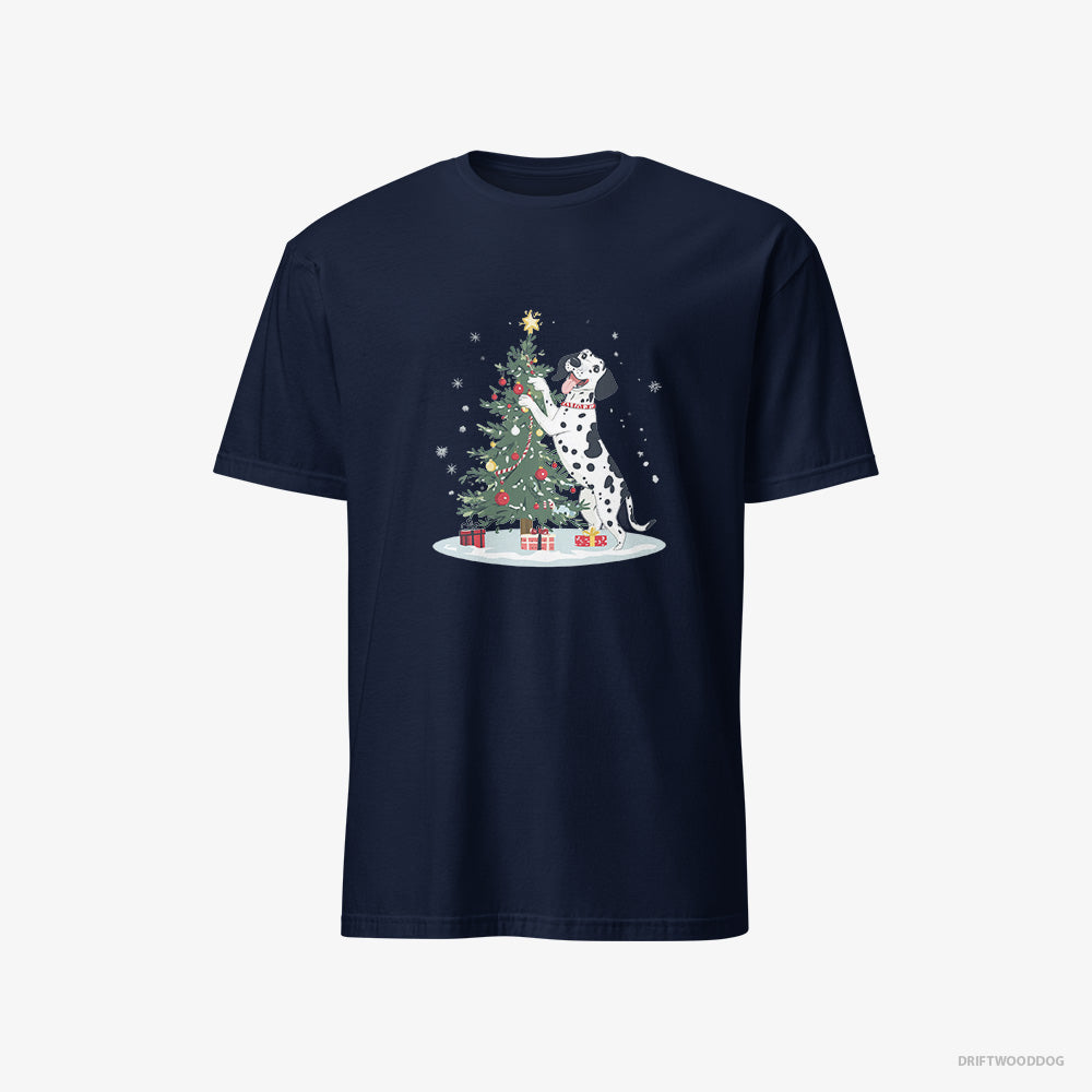 Dalmatian T-Shirt – Men Navy T-Shirt Classic – Styling the Christmas Tree (on White Background)