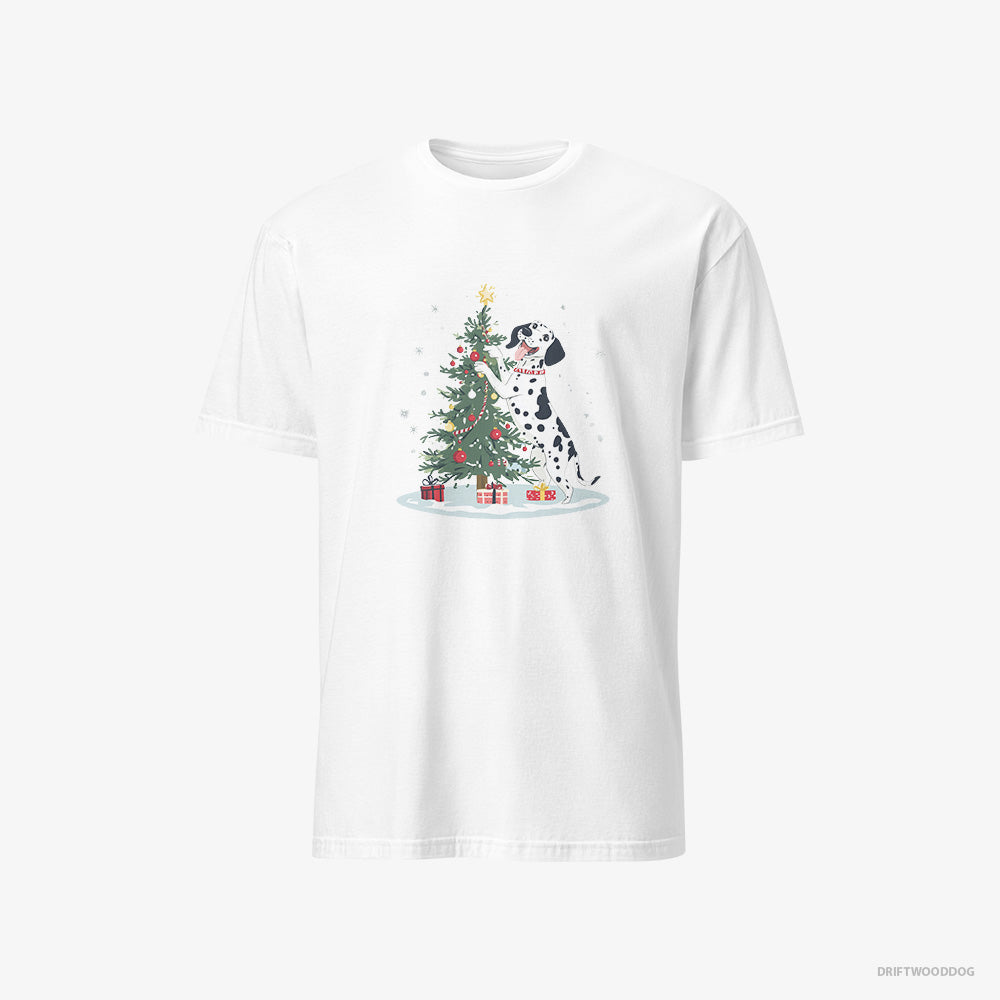 Dalmatian T-Shirt – Men White T-Shirt Classic – Styling the Christmas Tree (on White Background)