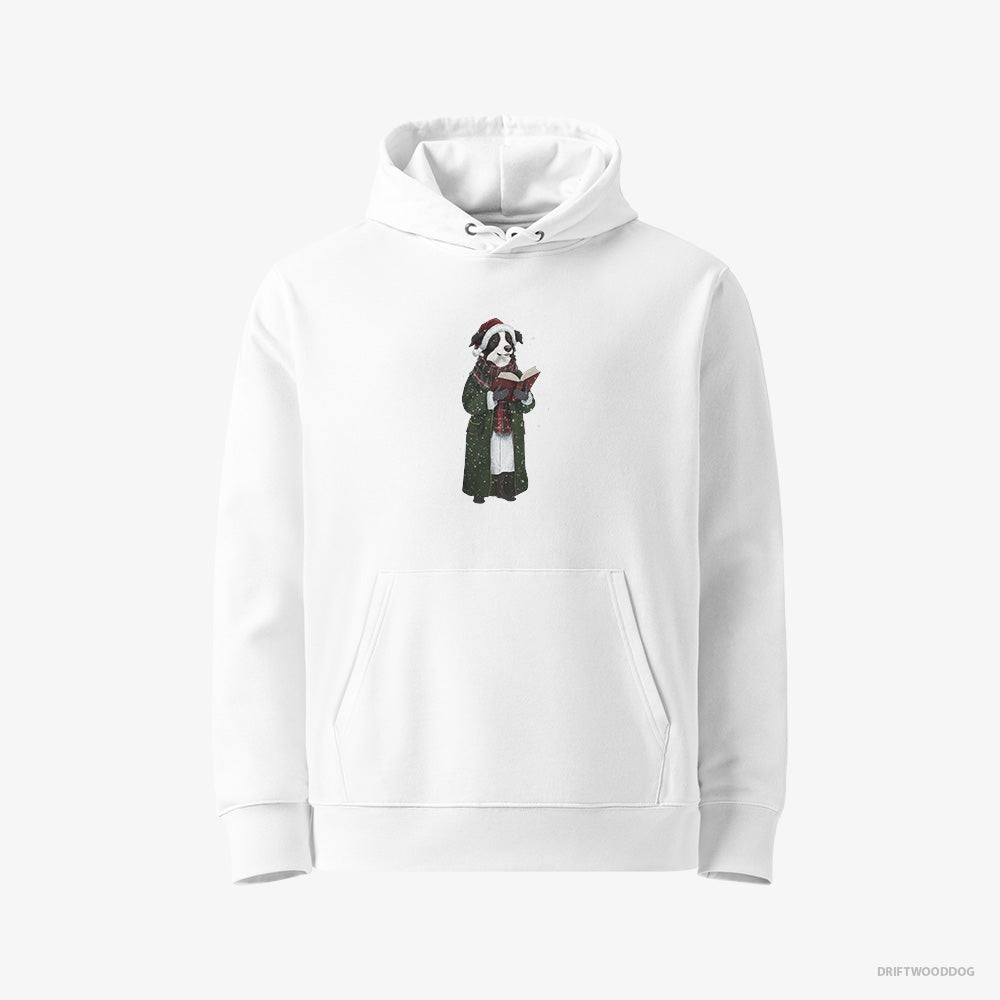 Border Collie Hoodie – Women White Hoodie Eco-Friendly – Spreading Christmas Cheer (on White Background)