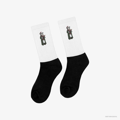 Border Collie Spreading Christmas Cheer White and Black Socks