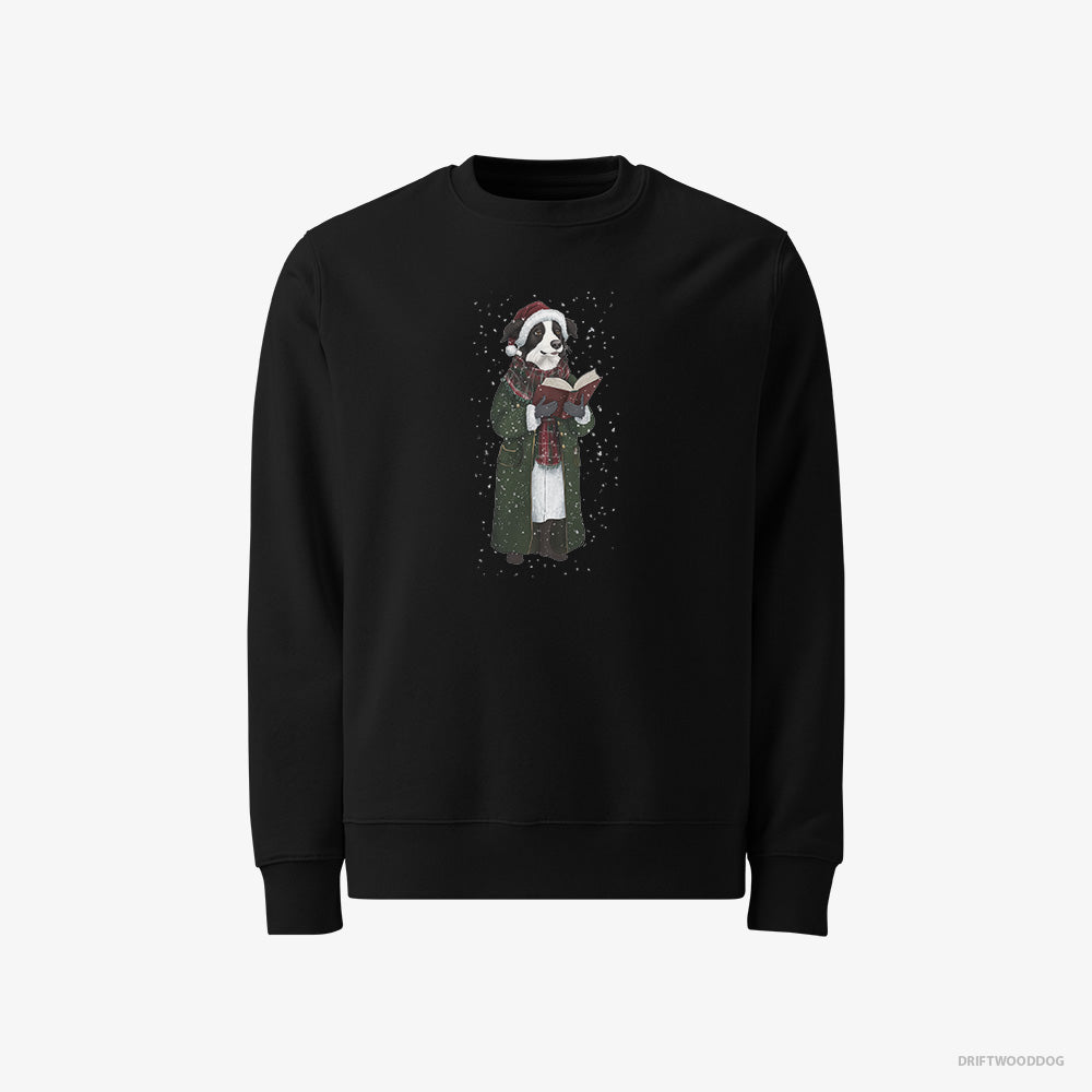 Border Collie Sweatshirt – Men Black Sweatshirt Classic – Spreading Christmas Cheer (on White Background)