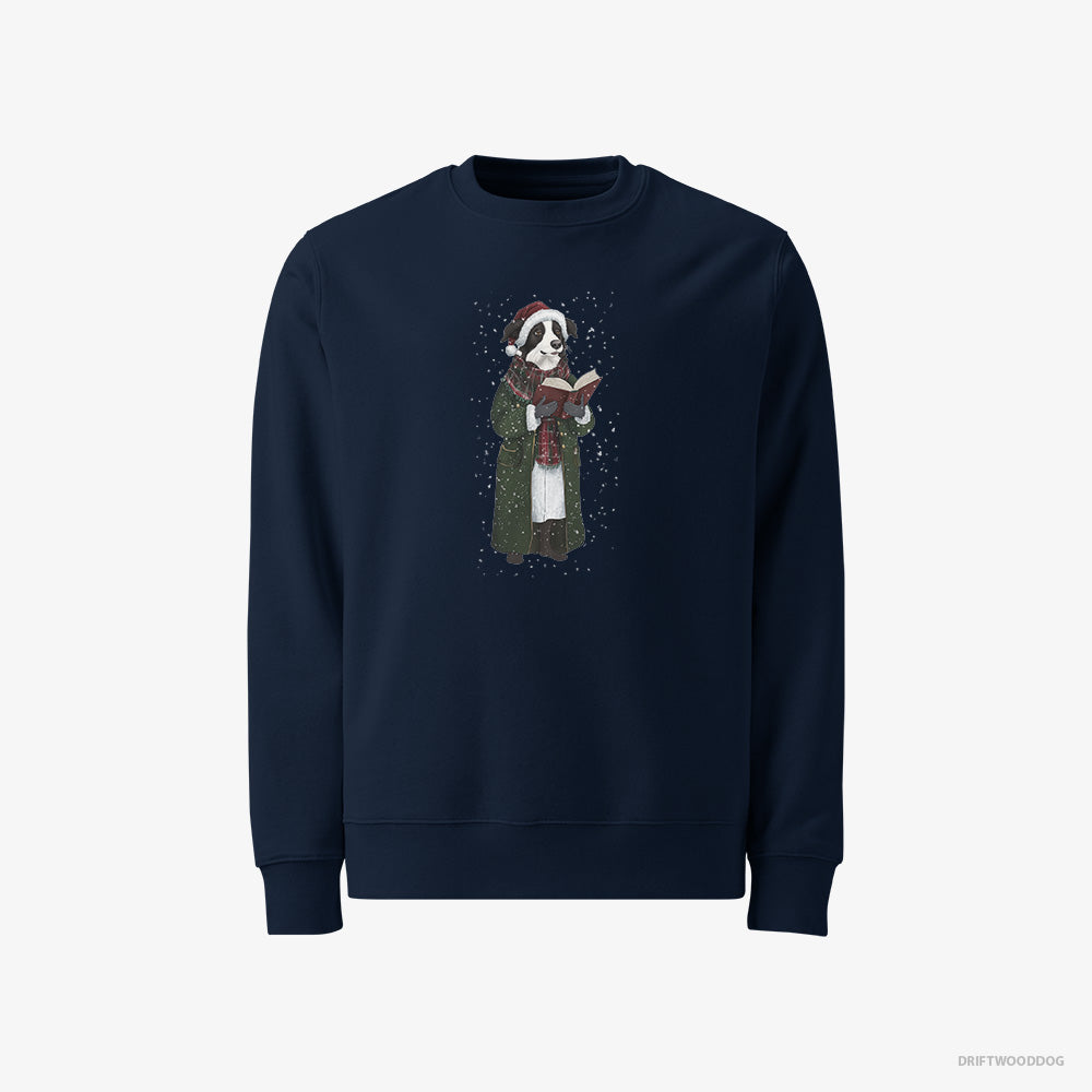 Border Collie Sweatshirt – Men Navy Sweatshirt Classic – Spreading Christmas Cheer (on White Background)