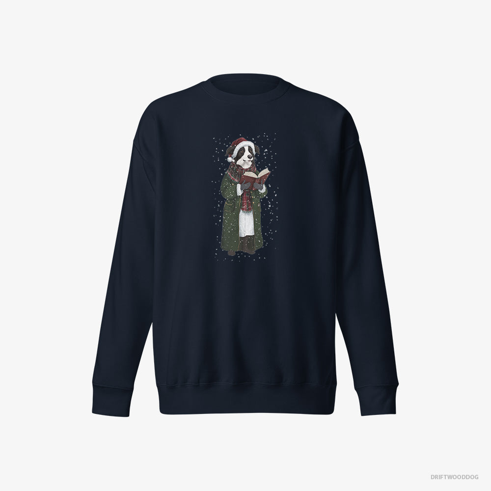 Border Collie Spreading Christmas Cheer – Men's Sweatshirt Navy Eco – Eco-Friendly